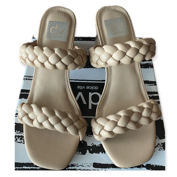 Dolce Vita Shoes - NWT NEW DV Dolce Vita Tessa Chunky Braided Heel Sandal Cream Tan NIB block